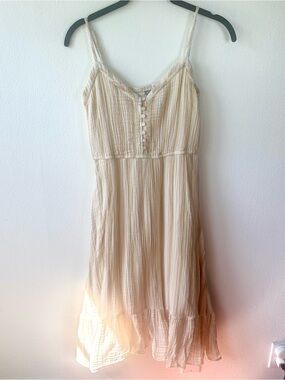 Aerie Sundress, Striped with Spaghetti Straps, Buttons, Cream & Pastel Stripes